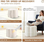 Tiita Floral Pouf Ottoman, Foot Stools Ottoman with Foam Chunk Filling, Puff Foot Rest for Couch, Living Room, Kids Room, Cream