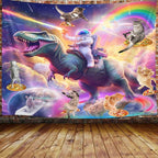 Viajar Funny Cat Tapestry, Cool Kittens Starry Sky Nebula Galaxy Tapestry Milky Way Space Psychedelic Hippie Tapestry Wall Hanging Home Decor Dorm Livingroom Bedroom Wall Blanket, 48x36 Inches