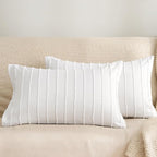 JELLYMONI 2 Pack White Pillowcases 12" x20", Soft Microfiber Striped Tufted Pillow Covers(Pillows are not Included)