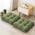 Floor Pillow Set of 2, Memory Foam Floor Cushions for Adults, Large Meditation Pillow for Sitting, 22 x 22 Inches (Square | Green)