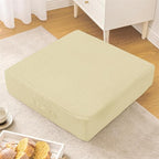 Wellsin Solid Square Floor Pillows for Adults Kids - Large Meditation Floor Pillow Seating Cushion with Thick Foam & Washable Velvet Cover, 1 Pack, 22x22x5 Inch, Beige