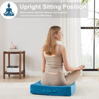 22 inches Floor Pillow for Adults - Large Meditation Cushion with Thick Foam & Soft Tufted Cover - Premium Outdoor Square Floor Cushion Seat - Yoga Pillow for Sitting On Floor - Peacock Blue