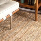 FRELISH DECOR Handwoven Jute Area Rug - 12x15 Feet Natural Yarn - Rustic Vintage Beige Braided Reversible Rectangular Rugs for Bedroom - Kitchen - Living Room - Farmhouse (12' x 15')