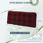 downluxe Outdoor Bench Cushion for Patio Furniture, Water Resistant Tufted Overstuffed Porch Swing Cushions, Thick Outdoor Loveseat Cushions, 44" X 19" X 5", Burgundy, Set of 1