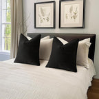 MIULEE Pack of 2 Black Decorative Pillow Covers 18x18 Inch Soft Chenille Luxurious Couch Throw Pillows Farmhouse Cushion Covers with Elegant Design for Sofa Bedroom Living Room Home Decor