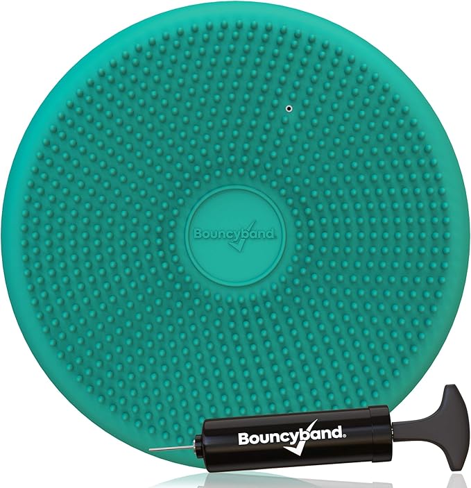 Bouncyband – Wiggle Seat – Green, 13” D – Large Sensory Cushion for Kids Ages 6-18+ – Promotes Active Learning, Improves Student Productivity, Includes Easy-Inflation Pump