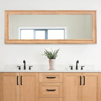 Rattan Full Length Mirror,18"x48" Long Rattan Wall Mirror,Wooden Mirror with Wicker Frame,Decorative Full Body Mirror Hanging,Farmhouse Rectangle Floor Mirror for Bathroom Living Dressing Room Nature
