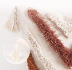 JASEN Boho Throw Pillow Cover with Tassels, Woven Tufted Decorative Pillow Cover, Orange Pillow Covers 18x18 for Couch Sofa Bedroom Living Room（No Pillow Insert, 1Pcs）