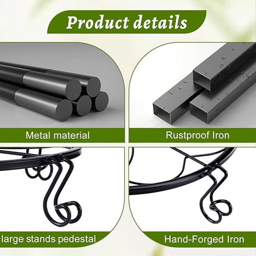 1/2/4 Pack 10/12 Inch Heavy Duty Iron Plant Stands - Rustproof Metal Flower Pot Holder for Indoor Outdoor Use, Round Wrought Iron Planter Stand for Corner Gardening, Patio, Balcony Decor- Black (10IN2PCS)