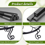 1/2/4 Pack 10/12 Inch Heavy Duty Iron Plant Stands - Rustproof Metal Flower Pot Holder for Indoor Outdoor Use, Round Wrought Iron Planter Stand for Corner Gardening, Patio, Balcony Decor- Black (10IN1PCS)