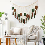 Betylifoy Large Macrame Wall Hanging Boho Woven Leaf Tapestry Fall Decor Khaki Green Leaf Feather Wall Decor Handmade Cotton Wall Art Home Decor for Bedroom Living Room Nursery Apartment, 51.2"W X 31.5"L