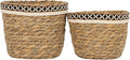 Foreside Home and Garden Set of 2 Embroidered Rim Baskets Natural Seagrass & Jute by Foreside Home & Garden