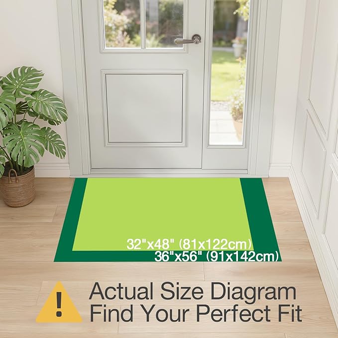 LUMI Ultra Thin Indoor Door Mat for Entrance 32"x48", Non Slip Entryway Mat, Low Profile Doormat, Unique Herringbone Design Carpet for Inside, Patio, Porch, Medium Gray