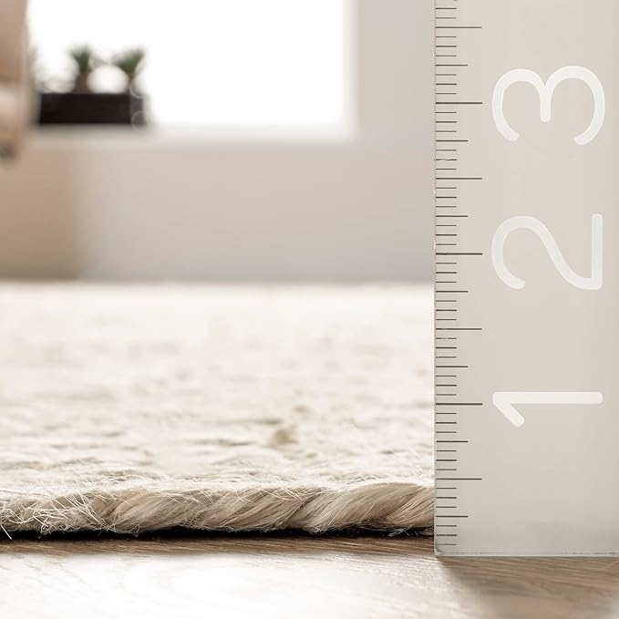 nuLOOM Oval 3x5 Rigo Jute Hand Woven Area Rug, Off White, Solid Farmhouse Design, Natural Fiber, For Bedroom, Living Room, Dining Room, Hallway, Office, Kitchen, Entryway