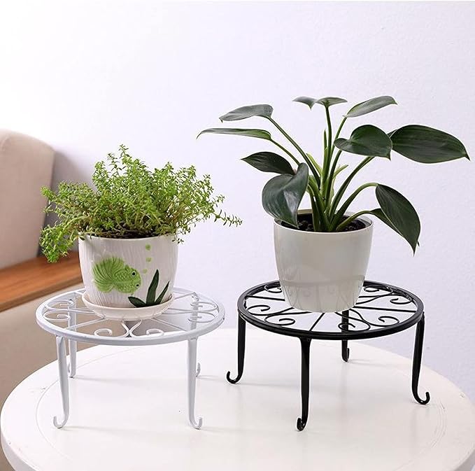 Tosnail 4-Pack 9" Metal Plant Stands for Indoor and Outdoor, Planters, Flower Pots Holder, Beverage Dispenser, Pumpkin Stand for Floor and Tabletop Decoration - White
