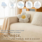 ROOMLIFE Boho Beige Couch Cover for Dogs, Washable Non Slip Furniture Protector Couch Sofa Covers for 3 Cushion Couch, Soft Breathable Sofa Slipcovers Couch Cover Throw Blanket with Tassels71''X150''