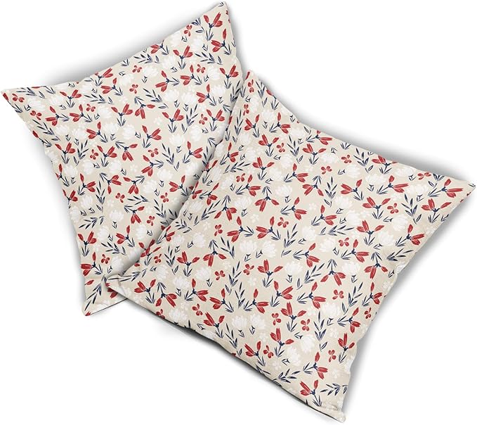 4th of July Floral Pillow Covers 24x22 Set of 2 Vintage Rustic Old Style Navy Blue Red White Flower Print Decorative Outdoor Pillowcases Patriotic Throw Cushion Case Decor for Couch Sofa Bed