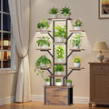 Plant Stand Indoor with Grow Lights - 12 Tiered Metal Plant Shelf with Drawer, 65" Large Plant Stand for Indoor Plants, Holds 16 Plant Pots, Flower Holder Plant Rack for Living room, Patio, Bedroom