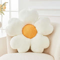 Flower Throw Pillow, Cute Flower Shaped Pillow Decorative Throw Pillow for Bed Couch, Soft Daisy Pillows Floor Seating Cushion Cushions (19.6 Inch White+Yellow)