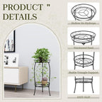 2 Pack Plant Stand Indoor Outdoor, 2 Tier 27" Tall Metal Plant Stand Shelf, Heavy Duty Flower Pot Shelf for Corner, Patio, Garden, Office, Living Room