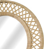 Round Rattan Wall Mirror – 24x24 Inch Boho Elegance with Woven Frame, Decorative Mirror for Bathroom Vanity Entryway Living Room