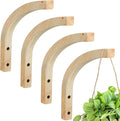 Juexica 4 Pcs Plant Hanger Wooden, 8 Inch Hanging Plant Hooks for Indoors and Outdoor, Wall Mounted Hanging Hook Brackets for Planters Lanterns Wind Chimes and Bird Feeders Patio Decor(Wood Color)