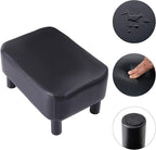 IBUYKE 16.54" Small Footstool, PU Faux Leather Step Stool, with Padded Seat Pine Wood Legs and Padded Rectangular Stool, for Bedroom, Black RF-BD210
