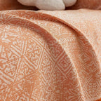 ROOMLIFE Orange Couch Cover Boho Sofa Covers for 3 Cushion Couch Washable, Furniture Protector Sofa Couch Cover for Dogs, Soft Breathable Sofa Slipcover, Couch Throw Blankets with Tassels 71''X134''