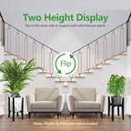 OERGKE 2 PACK Adjustable Plant Stand Indoor, Bamboo Mid Century Modern Plants Stands, Corner Flower Holder for Living Room, Fits 8 to 12 Inches Pots, (Pot & Plant Not Included)(Black)