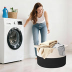 65L Large Blanket Basket,19.7" L x 19.7" W x 13" H Rope Woven Baskets with Handles, Toys Storage Bins,Laundry Basket Perfect for Living Room, Nursery,Bedroom,Home Organization,White&Black