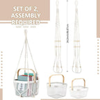 2 Sets Hanging Fruit Baskets for Kitchen 2 Size Metal Wire Mesh Basket with Boho Woven Rope Fruit Hammock Wall Hanging Vegetable Produce Basket for Kitchen Organizing Gathering Storage