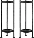 2-Pack Plant Stand Indoor Outdoor, 2 Tier Iron Plant Stand, 30'' Tall Pedestal Stand Outdoor, Metal Flower Stands for Indoor Plants, Balcony, Living Room (silver & gray)