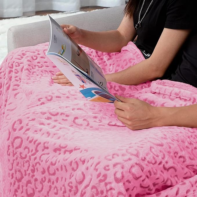 MACEVIA Flannel Fleece Twin Blanket for Couch, Pink 3D Cheetah Blanket for Adult, Lightweight Warm Cozy Soft Leopard for Bed Sofa 260GSM, Suitable for All Seasons (Pink Leopard,60x80inches)