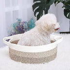 ABenkle Small Basket with Handles - Decorative Durable Rope Woven Storage Bin Shelf Storage Organizer Cube, Easter Baby Gift Basket, 12"x8"x5"