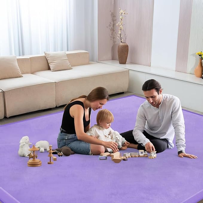 Baby Play Mat for Floor Nursery Muscle Mat Area Playroom Rug 39"x59" Memory Foam 1.3" Thick Crawling Mat for Babies,Toddlers, Infants,Kids (Lavender)