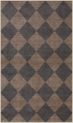 Beeiva Checkered Print Entry Rug 3x5, Non Slip Washable Kitchen Rug 3x5 Stain Resistant Ultra Thin Bathroom Decor, Neutral Geometric Carpet for Bedroom Living Room Office (Brown/Black)