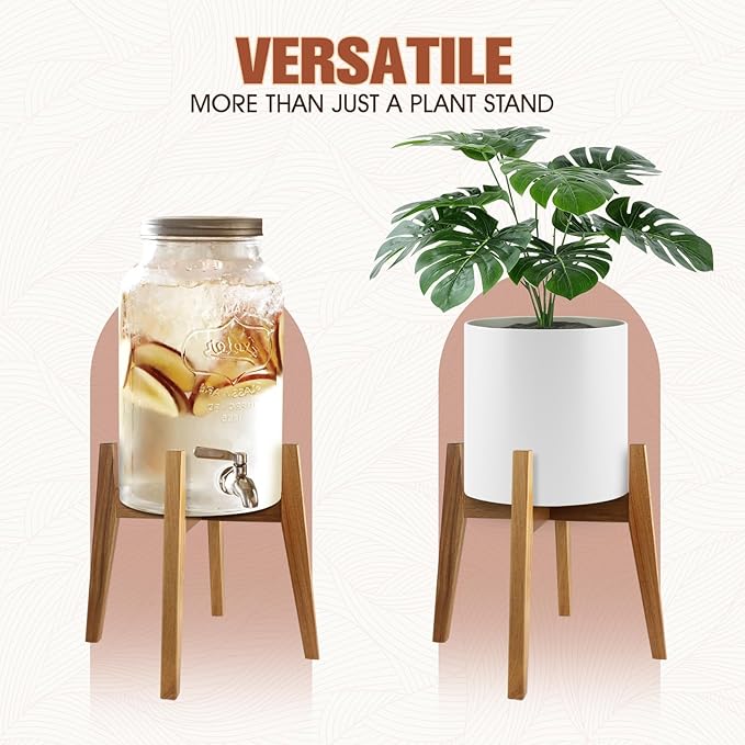 Indoor Plant Stand, Mid Century Modern Plant Holder, Pot Stand for Large Plants, Stable Wood Planter Stand for Indoor Outdoor, Fit 11 Inch Pots
