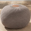 English Home Large Ottoman Foot Stool, Knitted Foot Rest, Round Pouf Chair, Modern Living Room Furniture Bean Bag, Room Decor, Bedroom Footstool, Boho Pouffe, Home Decor Poof, 20" W x 15" H, Brown