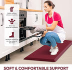 4/5 Inch Thick Kitchen Mat - Cushioned Anti Fatigue Mats for Kitchen Floor - Easy to Clean, Waterproof, Non-Slip Kitchen Rug for Sink, Office, Kitchen (30''x108'' Red)