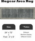 HUGEAR 2x6 Runner Rug Vintage Black Machine Washable Retro Floral Hallway Low Pile Carpet Vacuumable Distressed Long Throw Rug Bedroom Office Bathroom Kitchen Laundry Non Slip Soft Lightweight