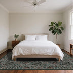 6x9 Washable Area Rugs for Living Room, Stain Resistant Vintage Rugs for Dining Room Under Kitchen Table, Bedroom, Floral Low Pile Non-Slip Large Carpet (6 x 9 Dark Green)