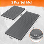 Kitchen Mats, 2PCS Kitchen Rugs, Cushioned Anti Fatigue Kitchen Mats for Floor, Non-Slip Standing Sink Mat, Waterproof Kitchen Rug Set for Kitchen Floor Office,17.3"×30"+17.3"×47" Grey