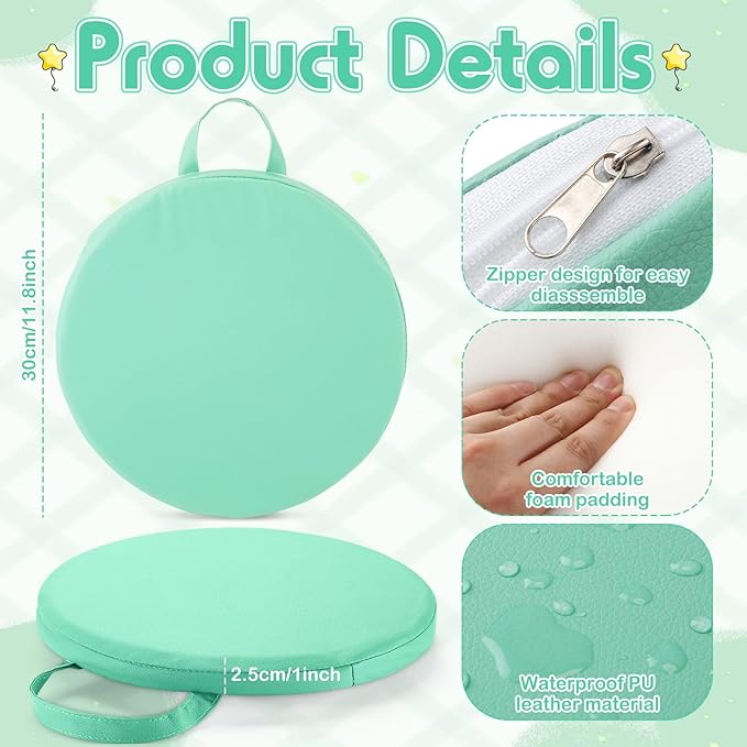 Suzile 12 Pcs 12'' Floor Cushions for Classroom Flexible Floor Seating with Handles Classroom Carpet Cushions for Kids Toddlers Daycare Preschool Furniture(Mint Green)