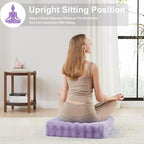 22 inches Floor Pillow for Adults - Large Meditation Cushion with Thick Foam & Soft Tufted Cover - Premium Outdoor Square Floor Cushion Seat - Yoga Pillows for Sitting On Floor - Light Purple