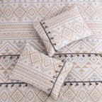 HORIMOTE HOME Boho Style Beige Twin Quilt Set with Tassle, Soft and Lightweight Bedspread for All Season, Twin Size Bed Coverlet with 1 Matching Pillow Sham (2 Pieces)