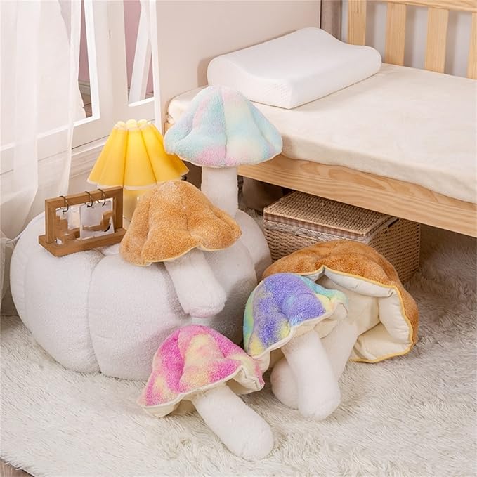 Mushroom Floor Pillow Sofa Cushion Home Decoration Reading Pillow (Purple, 32cm)