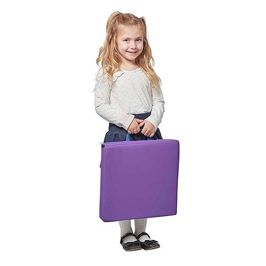 ECR4Kids SoftZone Square Floor Cushions with Handle, Flexible Seating, Purple, 6-Piece