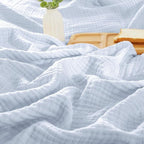 PHF 100% Cotton Muslin Throw Blanket 50" x 60", 4-Layer Lightweight Gauze Throw, Breathable Cloud-Soft Minimalist Blanket for Bed, Couch, Camping & Baby, Ancient Water, Ideal Gift