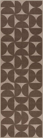 Lahome Modern Geometric Easy Jute Washable Runner Rug 2.5x8, Non Slip Carpet Runners for Hallway 8ft, Brown Neutral Semi-Circle Rug for Outdoor Deck Porch