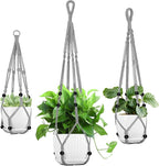 Macrame Plant Hanger - Fits 4 to 13 inches Pots for Indoor Outdoor, 35"/29"/23" Different Sizes Set, Gray (POTS NOT Included)